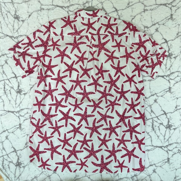 BAHAMA HAND PRINTS Starfish Pullover Shirt Men’s XXL White Red Blue Starfishes - Picture 11 of 11